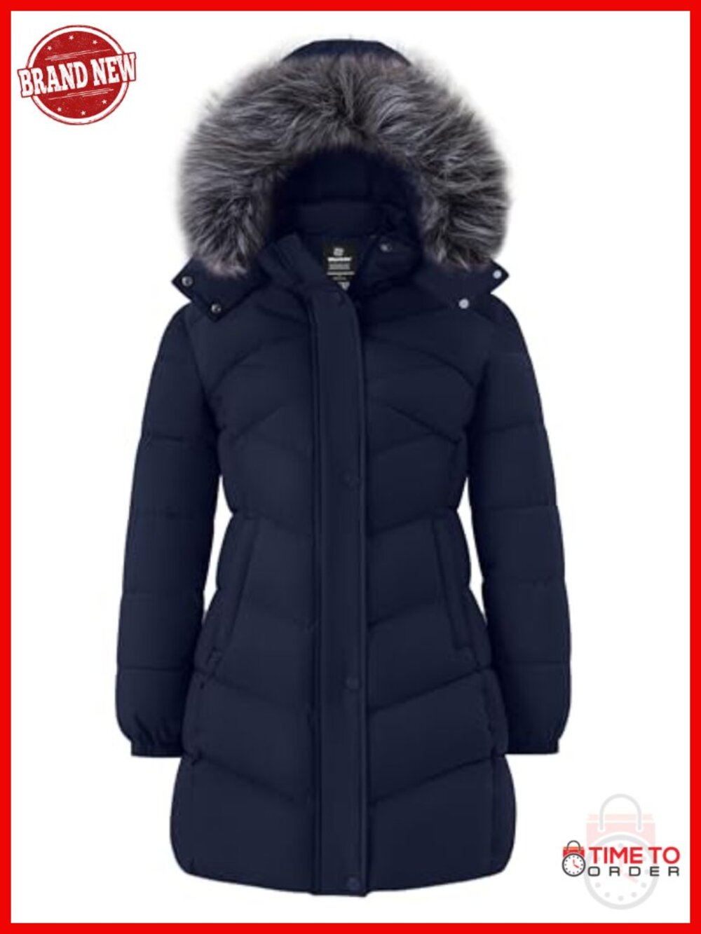 Women's Long Puffer Jacket Waterproof Warm Winter Coat with Removable Faux Fur